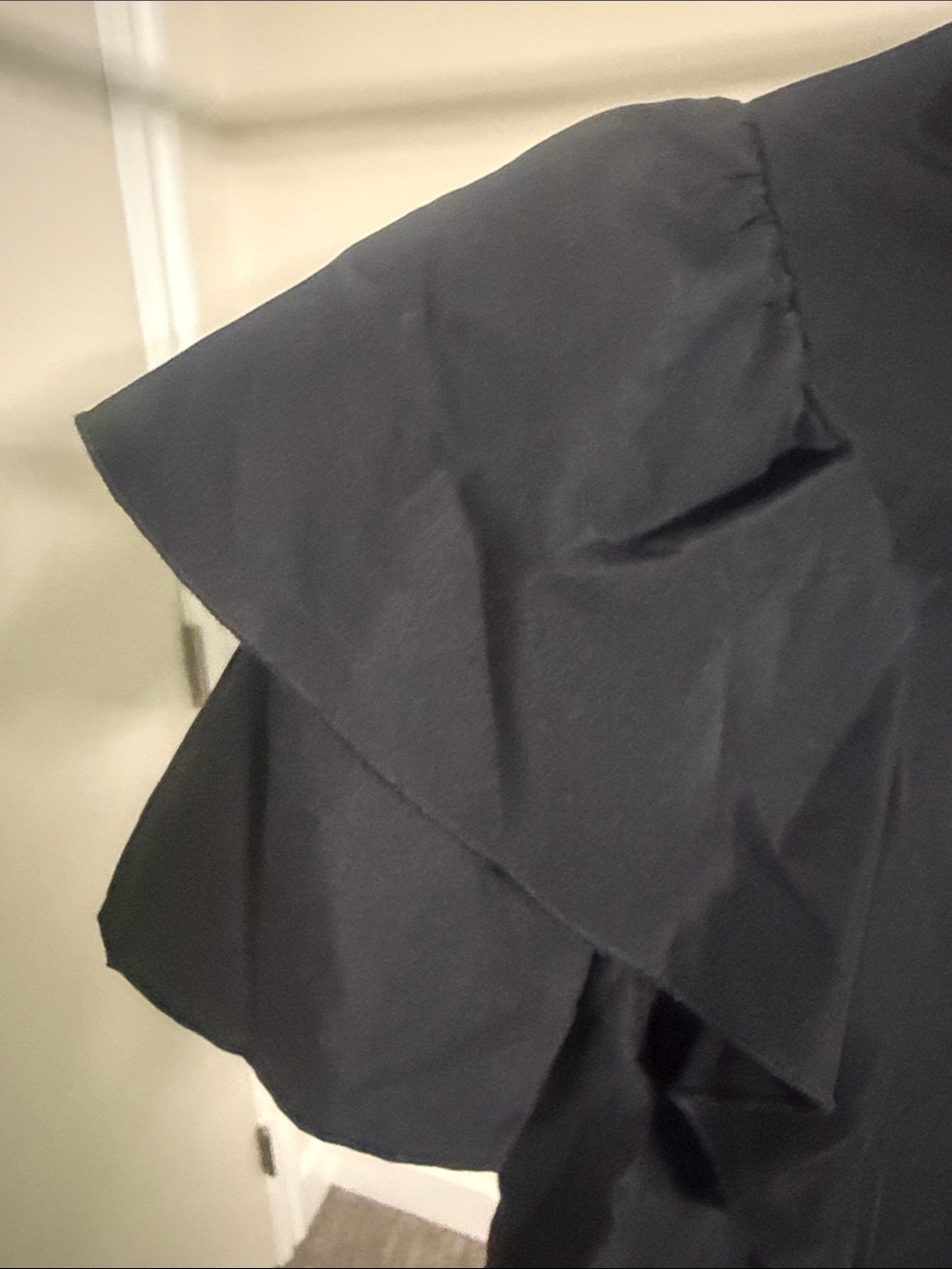 Black Ruffle-Sleeve Button Front Blouse - Picture 3 of 7